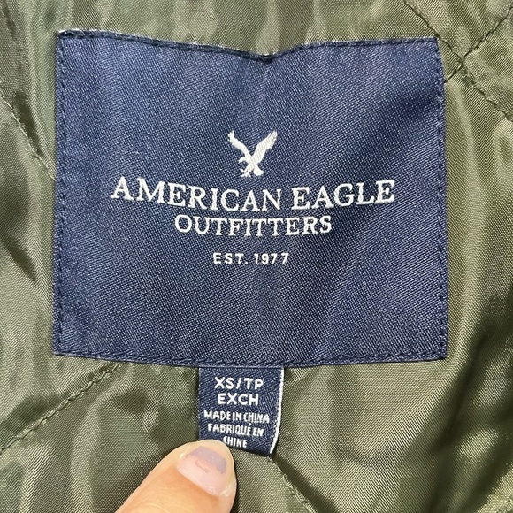 American Eagle Olive Green Bomber Jacket Unisex XS - Picture 12 of 14